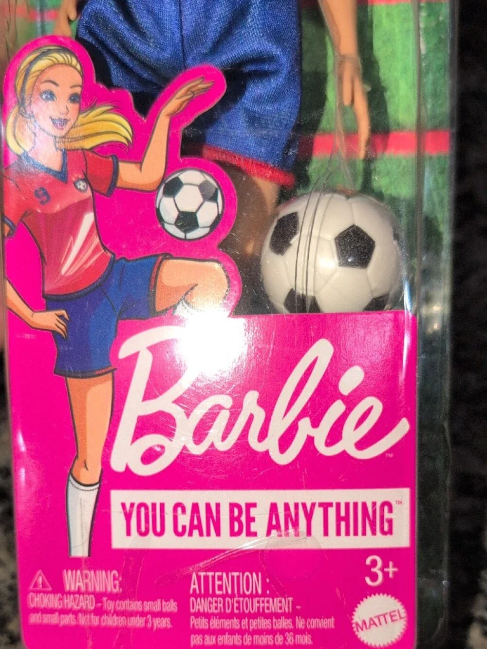 Barbie Pink & Navy Soccer Player Doll with Ball